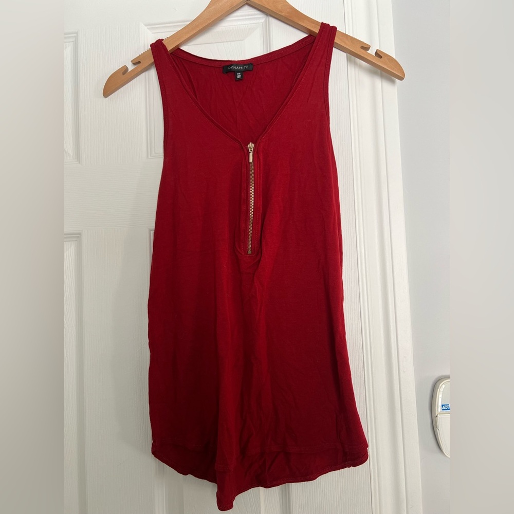 Dynamite Red Tank Top with Front Zipper